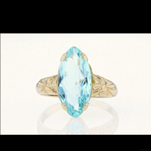 18k ART DECO FILIGREE SETTING WITH A 2.5ct NATURAL AQUAMARINE 💧 - Picture 3 of 6